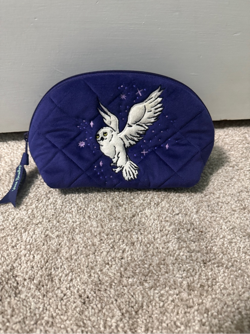 Harry Potter Vera Bradley Quilted Purple Owl Embroidered Makeup Pouch